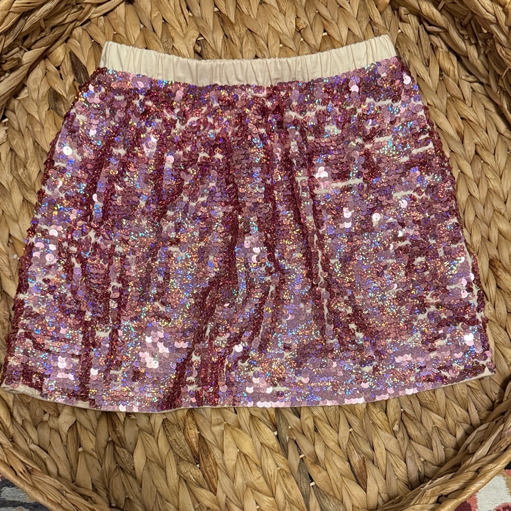 Crewcuts Girls Sequin Embellished Pink Skirt Sz 6/7